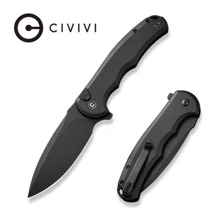 Nóż składany Civivi Button Lock Praxis Black Aluminium, Black Stonewashed Nitro-V (C18026E-1) - Noże - miniaturka - grafika 1