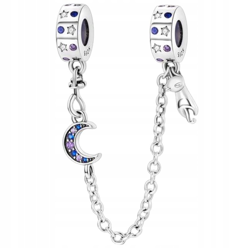 Charms Zawieszka Charms Łańcuszek Zabezpieczający Kot Księżyc Charmsy Trusk