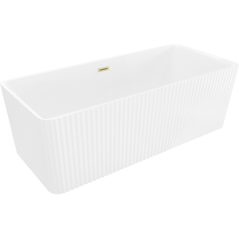 Mexen Nila wanna wolnostojąca ryflowana 170 x 75 cm, biała, przelew złoty szczotkowany - 52841708000-55