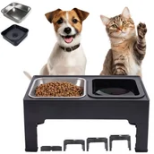 Miski dla psów - Zestaw 2 misek dla kota, psa, z regulacją wysokości na stojaku, 43 cm - miniaturka - grafika 1