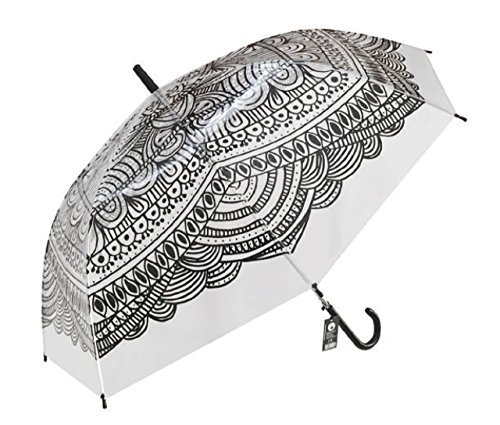The World of Parasol - automatyczny z ładnym nadrukiem etnicznym - parasol z laską, 80 cm, przezroczysty, 80 cm, parasol z laską, przezroczysty, 80 cm, Parasol z wędką