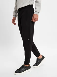 EA7 Emporio Armani Męskie spodnie dresowe Mężczyźni Bawełna czarny jednolity, M - Spodnie męskie - miniaturka - grafika 1
