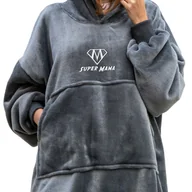 Księgarnia OUTLET - Bluzair SUPER MAMA - Bluza koc - Szary - prezent dla mamy - dzień mamy - miniaturka - grafika 1