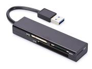 Czytniki kart pamięci - Ednet Czytnik kart 4-portowy USB 3.0 SuperSpeed CF SD Micro SD/SDHC Memory Stick) czarny (85240) - miniaturka - grafika 1