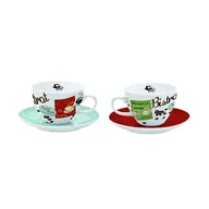 Filiżanki - Nuova R2S Zestaw 2 szt. filiżanek cappuccino z talerzykami biały 250 ml 068 VHCE - miniaturka - grafika 1