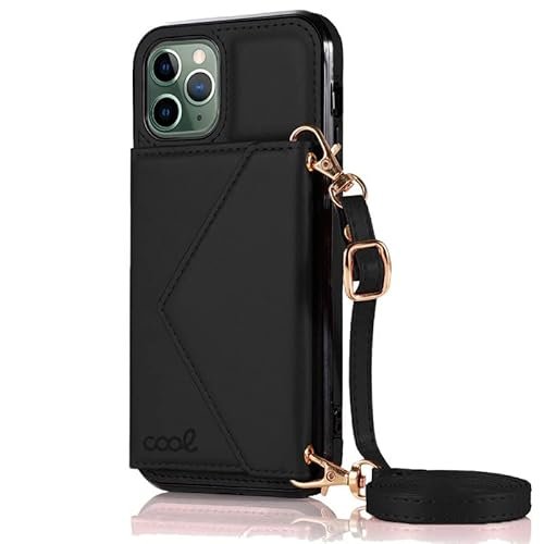 Fajna obudowa dla iPhone 11 Pro MAX Wisiorek Portfel Czarny