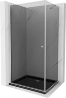 Kabiny prysznicowe - Mexen Pretoria kabina prysznicowa uchylna 80x120 cm, grafit, chrom + brodzik Flat, czarny - 852-080-120-01-40-4070 - miniaturka - grafika 1