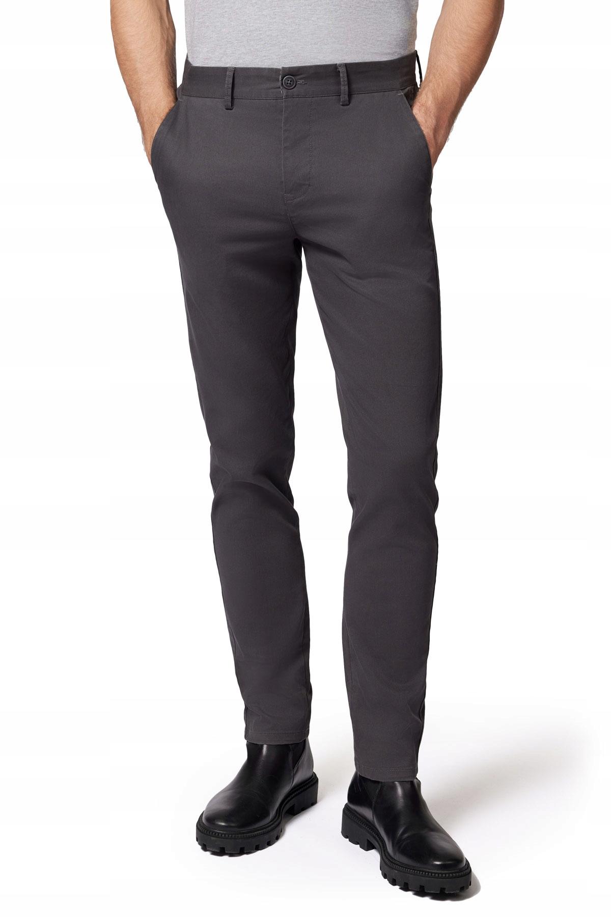 Spodnie Chino Slim Fit Szare z Bawełną Próchnik PM2 W36/L34