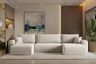 Sofa w kształcie U CAPRI narożnik tkanina Poso ecru - Narożniki - miniaturka - grafika 1