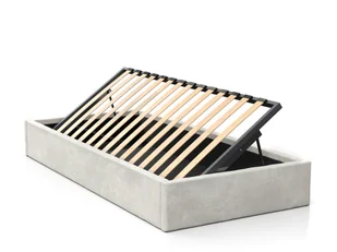 Łóżko dziecięce tapicerowane 90x200 z pojemnikiem ze stelażem Szary Velvet Kids Line BOX - Łóżka dla dzieci i młodzieży - miniaturka - grafika 1