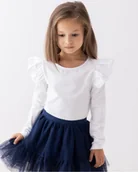 Bluzki damskie - Bluzka dziewczęca -falbanka koronka biała 152 - miniaturka - grafika 1