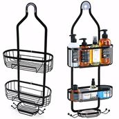 Półki łazienkowe - Półka Łazienkowa Wisząca Pod Prysznic Prysznicowa Czarna Podwójna Odporna - miniaturka - grafika 1