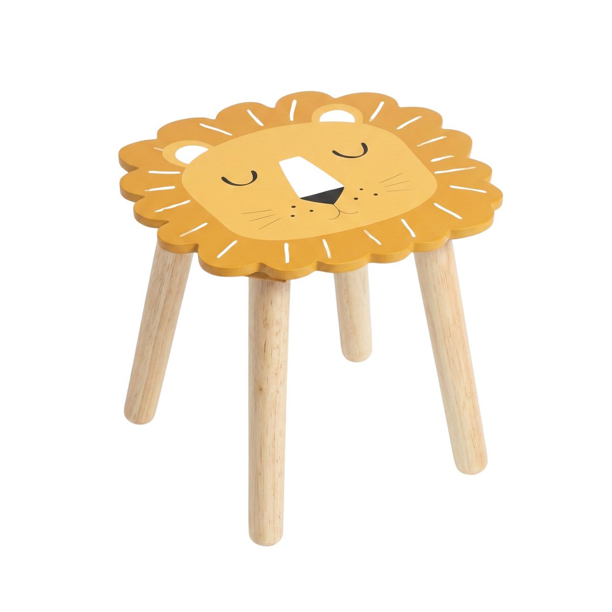 Drewniany stołek dziecięcy SAFARI z motywem zwierząt, 28 cm