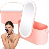 Lusterka do makijażu - Lusterko Do Makijażu Lustro Kosmetyczne Stojące Podświetlane Z Kosmetyczką - miniaturka - grafika 1