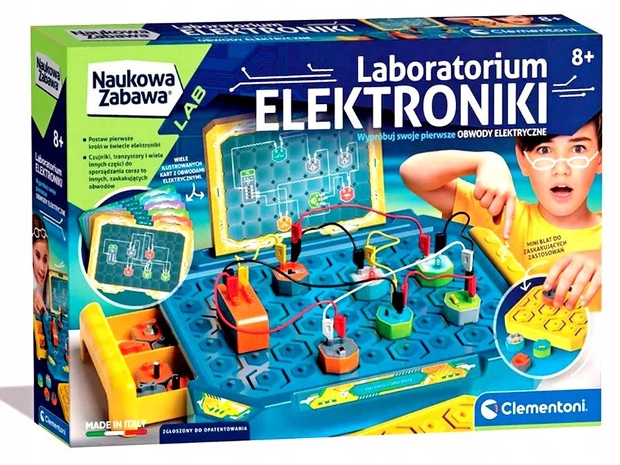 Zestaw elektronika Laboratorium eksperymentów dla dzieci Clementoni 8 lat +