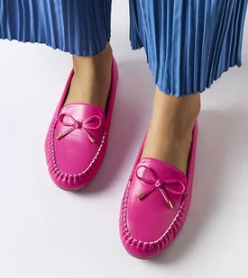 Różowe mokasyny z kokardką Via Foria-36 - Mokasyny damskie - miniaturka - grafika 1