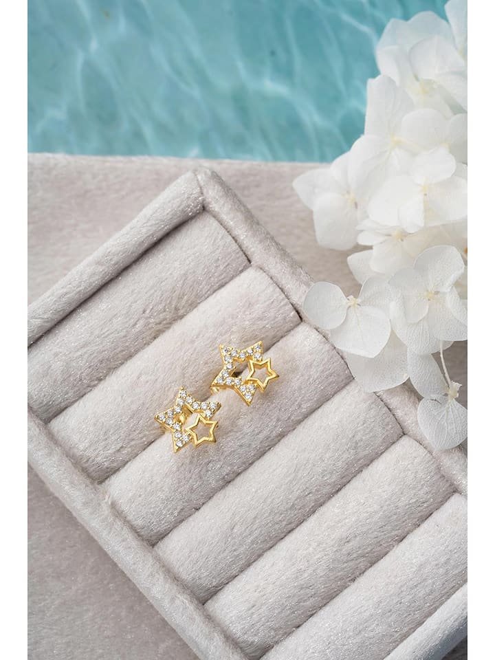 Heliophilia Pozłacane kolczyki-wkrętki z cyrkoniami