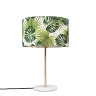 Lampy stojące - QAZQA Lampa stołowa mosiądz klosz liść 35cm - Kaso - miniaturka - grafika 1