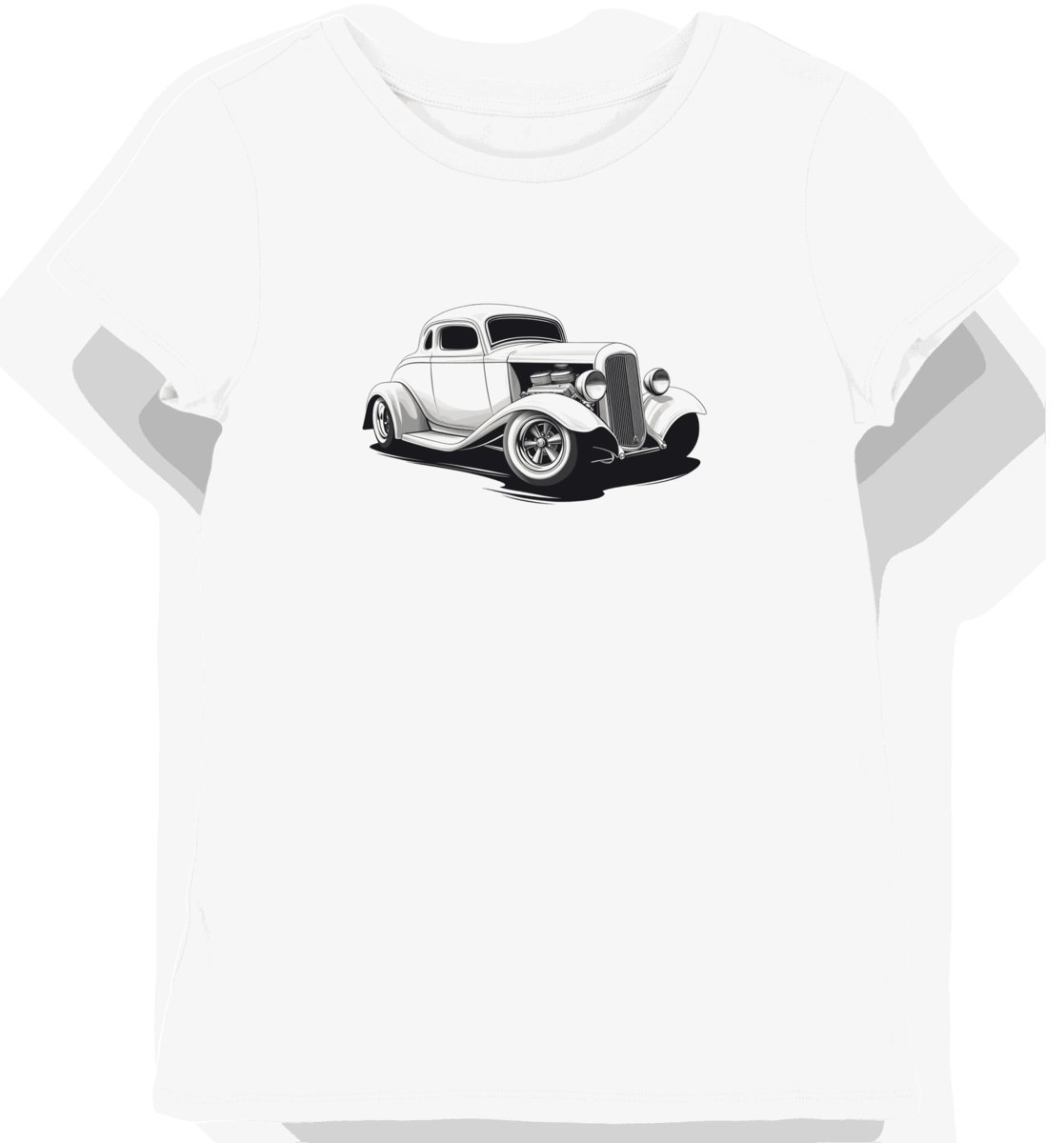 Koszulka damska biała z motywem klasycznego auta XXL