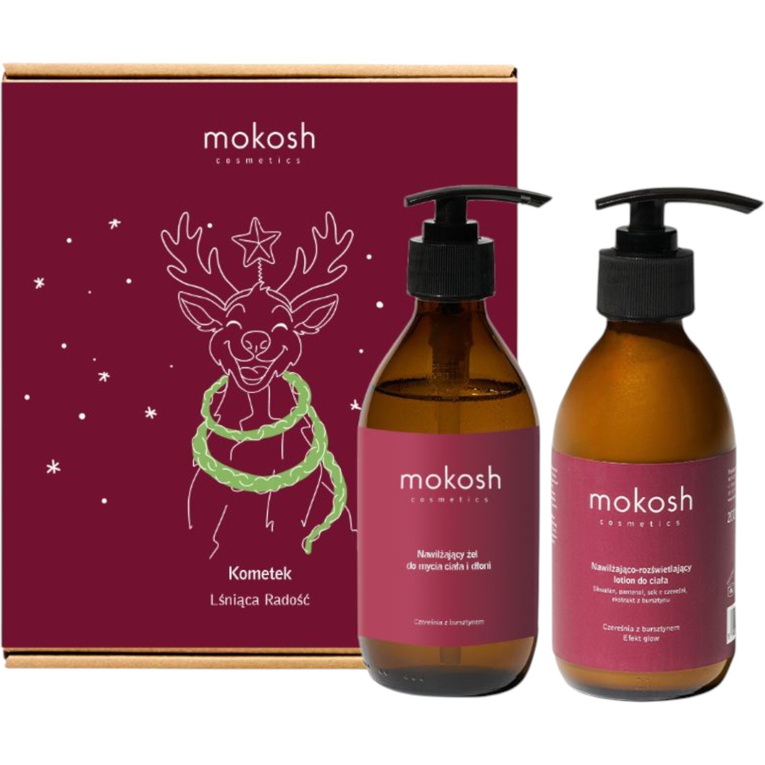 Mokosh zestaw Kometek - Lśniąca Radość: żel do ciała i dłoni 200 ml + lotion 200 ml