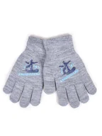 Rękawiczki dla dzieci - Rękawiczki chłopięce pięciopalczaste szare SNOWBOARD 18 cm - miniaturka - grafika 1