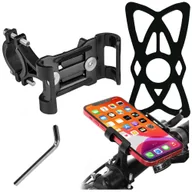 Akcesoria rowerowe - Uchwyt rowerowy Alogy Metal Bike Holder do telefonu na kierownicę na rower motor hulajnoga Czarny + Pasek bezpieczeństwa - miniaturka - grafika 1