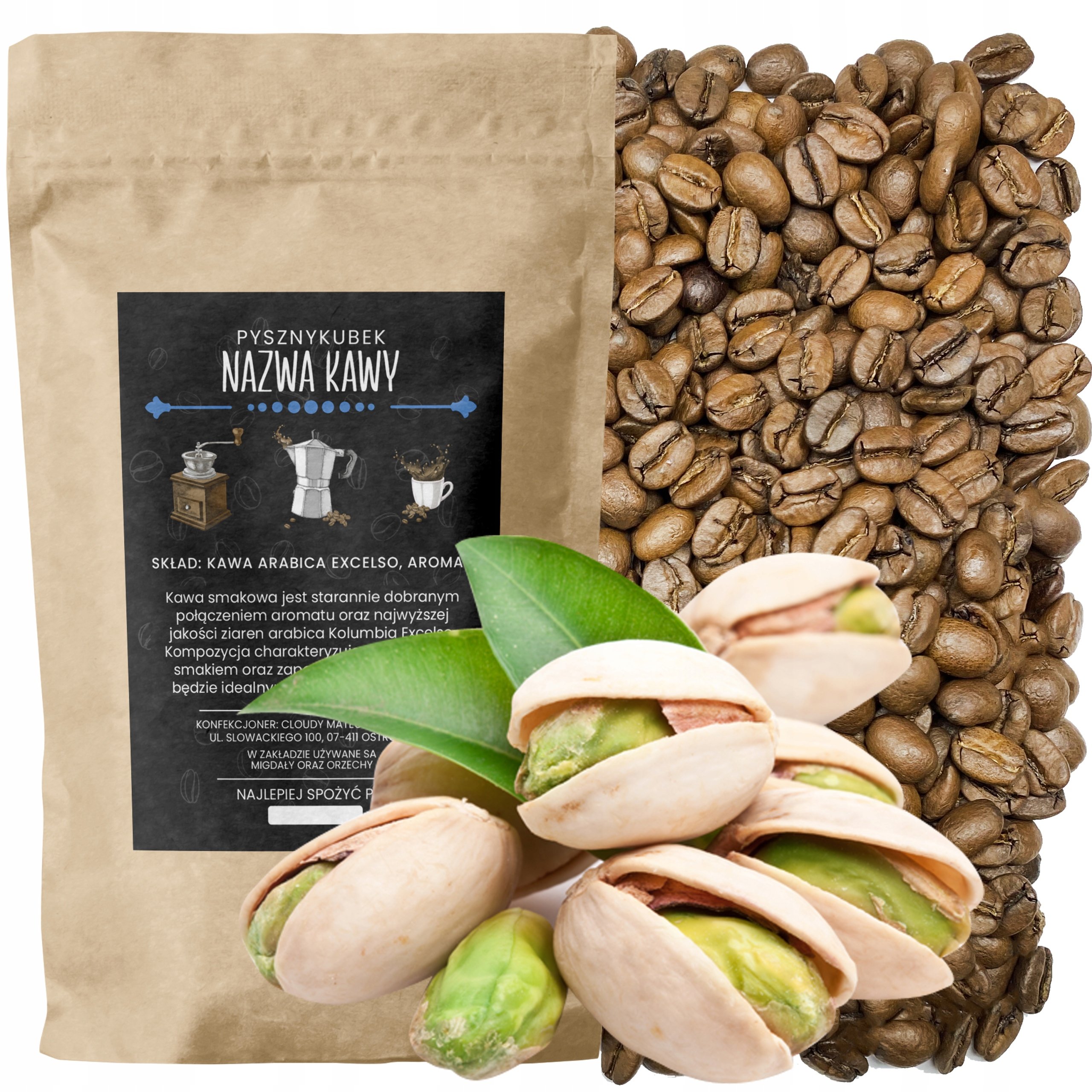 Kawa smakowa Pistacjowa 1000G 1KG arabica wyrazista