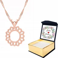 Naszyjniki - Naszyjnik różowe złoto 925 Kwiat + WŁASNY NADRUK - miniaturka - grafika 1