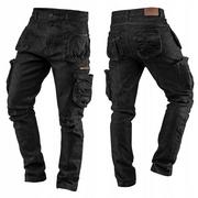 Moda i Uroda OUTLET - Neo Spodnie robocze Jeans elastan Denim czarne 3XL - miniaturka - grafika 1
