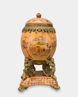 Zabawki kreatywne - Duża Porcelanowa Szkatułka Jajo ala Faberge Okucia z Brązu - miniaturka - grafika 1