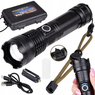 Mocna Latarka LED akumulatorowa USB wodoodporna SP0799 - Latarki - miniaturka - grafika 1
