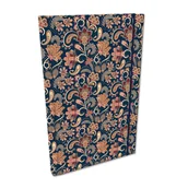 Notesy i bloczki - Elegancki notes notatnik A5 z gumką soft touch w kratkę paisley kwiaty blue papier chamois - miniaturka - grafika 1