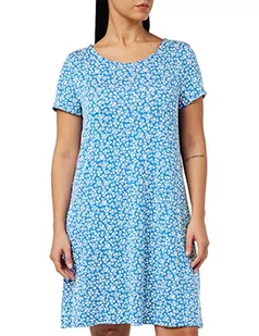 ONLY Onlbera Back Lace Up S/S Dress Jrs Noos Sukienka Kobiety, Mocny niebieski/aop: białe kwiaty, XS - Sukienki - miniaturka - grafika 1