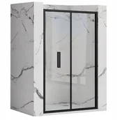 Ścianki i drzwi prysznicowe - Rea Drzwi prysznicowe składane RAPID FOLD czarne profile 100 cm z powłoką EASY CLEAN K6420 - miniaturka - grafika 1