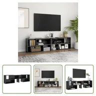 Szafki RTV - The Living Store Szafka pod TV szary wysoki połysk 149x30x52 cm materiał drewnopochodny - miniaturka - grafika 1
