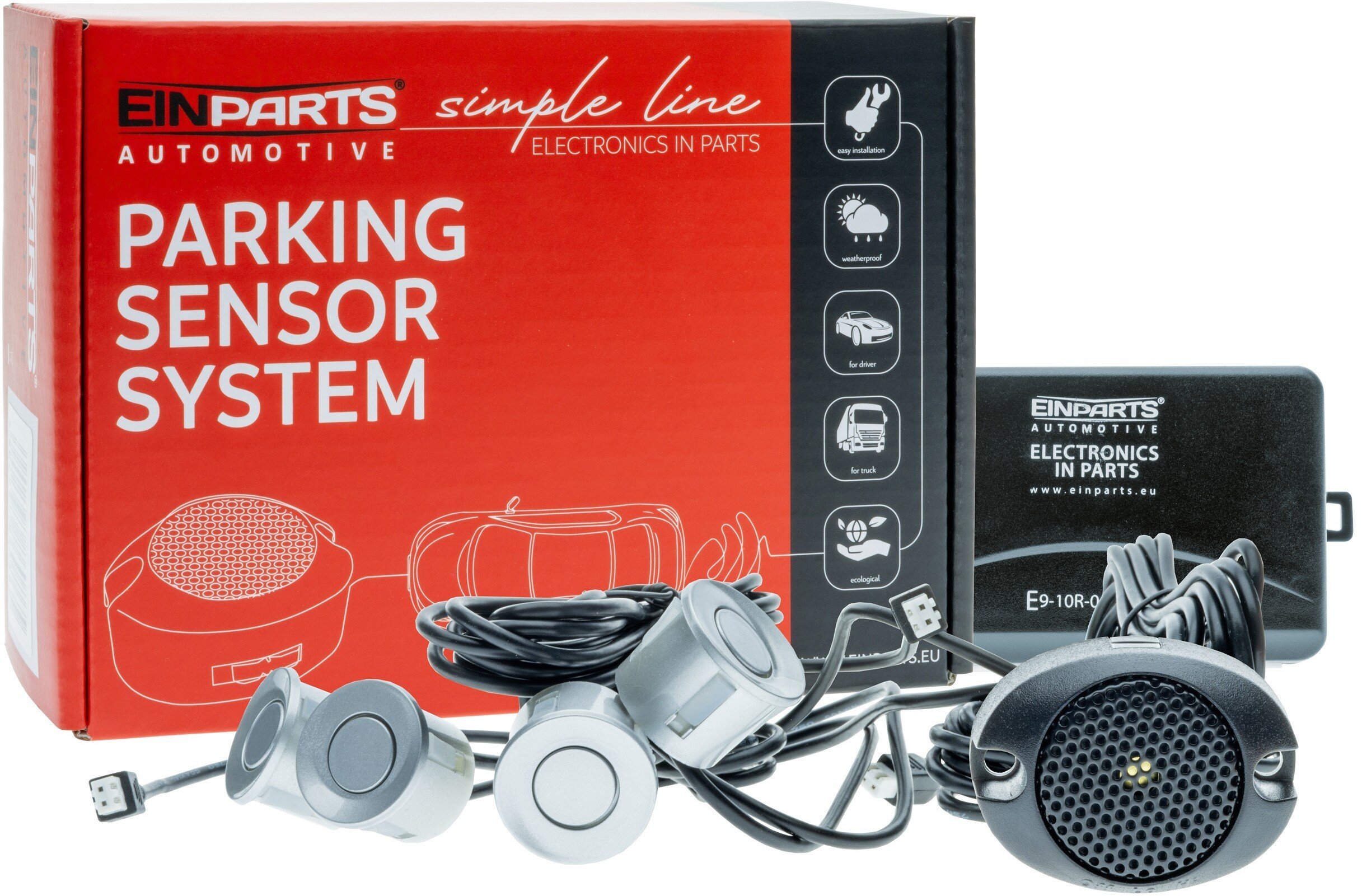 Einparts Automotive EINPARTS CZUJNIKI PARKOWANIA TYŁ 4 SENSORÓW Z SYSTEMEM BUZZER DO SAMOCHODÓW