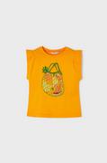 Koszulki dla dziewczynek - Mayoral T-shirt bawełniany dziecięcy kolor pomarańczowy - miniaturka - grafika 1
