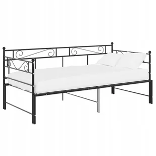Sofa z wysuwaną ramą łóżka, czarna, metalowa, - Łóżka - miniaturka - grafika 1