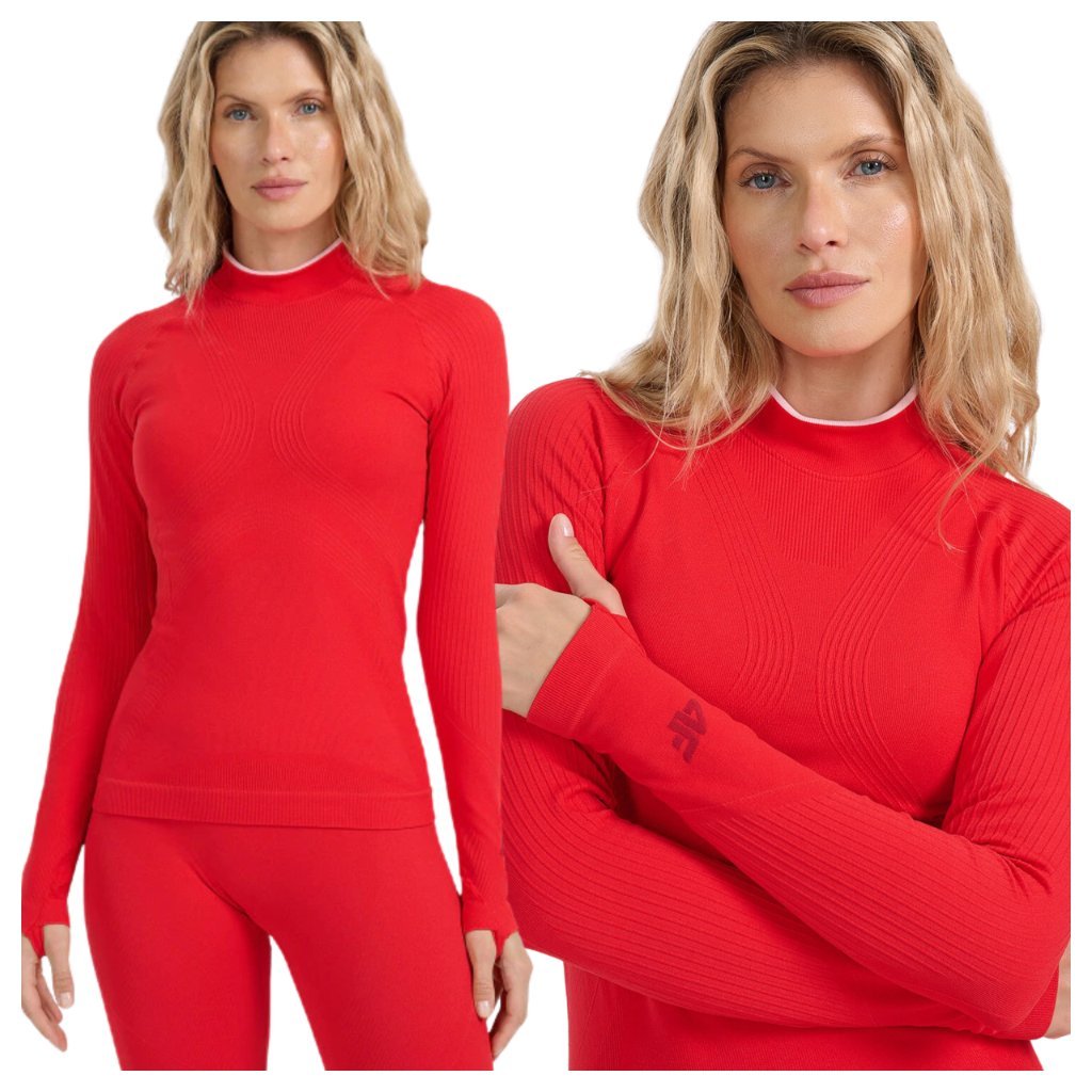 Bielizna termoaktywna bezszwowa MERINO (góra) damska 4F 4FWAW25USEAF205-62S Czerwony M/L