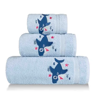 Niebieski Ręcznik Kąpielowy Dla Dzieci 50x90 REKINEK - Ręczniki - miniaturka - grafika 1