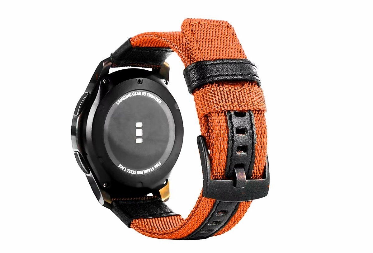 PASEK DO MĘSKIEGO DAMSKIEGO ZEGARKA SMARTWATCHA DWUCZĘŚCIOWY pomarańczowy 2O mm nylonowy wodoodporny