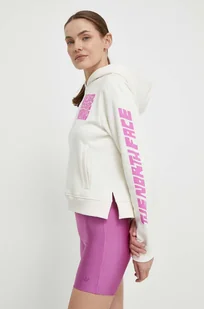 The North Face bluza bawełniana damska kolor beżowy z kapturem z nadrukiem NF0A87EPQLI1 - Bluzy damskie - miniaturka - grafika 1