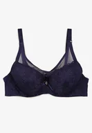 Biustonosze - Granatowy Koronkowy Biustonosz Full Cup Ozdobiony Cyrkoniami Helleboria - Renee - miniaturka - grafika 1
