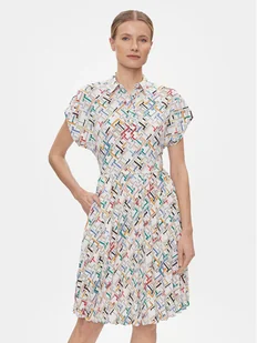 Tommy Hilfiger Sukienka koszulowa Amd Pleated Ss Knee WW0WW42444 Biały Regular Fit - Sukienki - miniaturka - grafika 1
