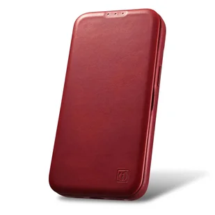 iCarer CE Oil Wax Premium Leather Folio Case skórzane etui iPhone 14 Pro z klapką magnetyczne MagSafe czerwony (AKI14220706-RD) - Etui i futerały do telefonów - miniaturka - grafika 19