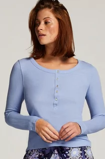 Koszulki i topy damskie - Hunkemöller Top piżamowy z długimi rękawami Niebieski - grafika 1