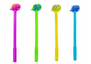 Długopis Z Dinozaurem Zatyczka Czarny Wkład Mix Fioletowy Zielony 0.5mm - Przybory szkolne - miniaturka - grafika 1