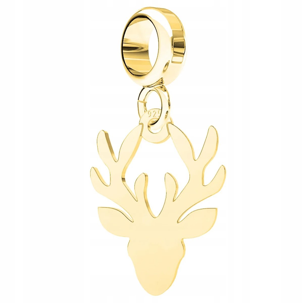 Charms Złoty Jeleń Poroże Głowa Jelenia Blaszka z Jeleniem SREBRO 925