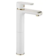 Baterie umywalkowe - Rea Bateria umywalkowa Bateria umywalkowa Bloom white gold Wysoka B9931 - miniaturka - grafika 1