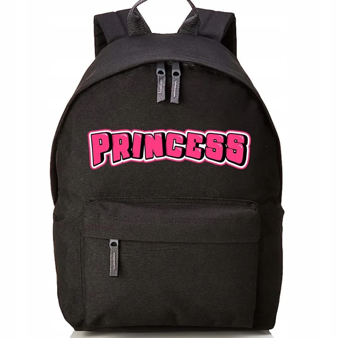 Plecak Szkolny Czarny Zabawne PRINCESS Zespoły Koncerty Merch Wzory